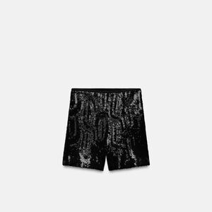 Zara Black Sequin High Waist Shorts
